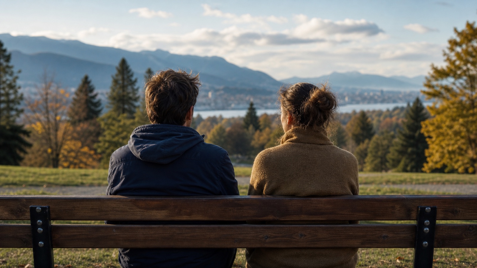 Two adults pause a tense discussion and shift toward a calm shared plan at a dining table